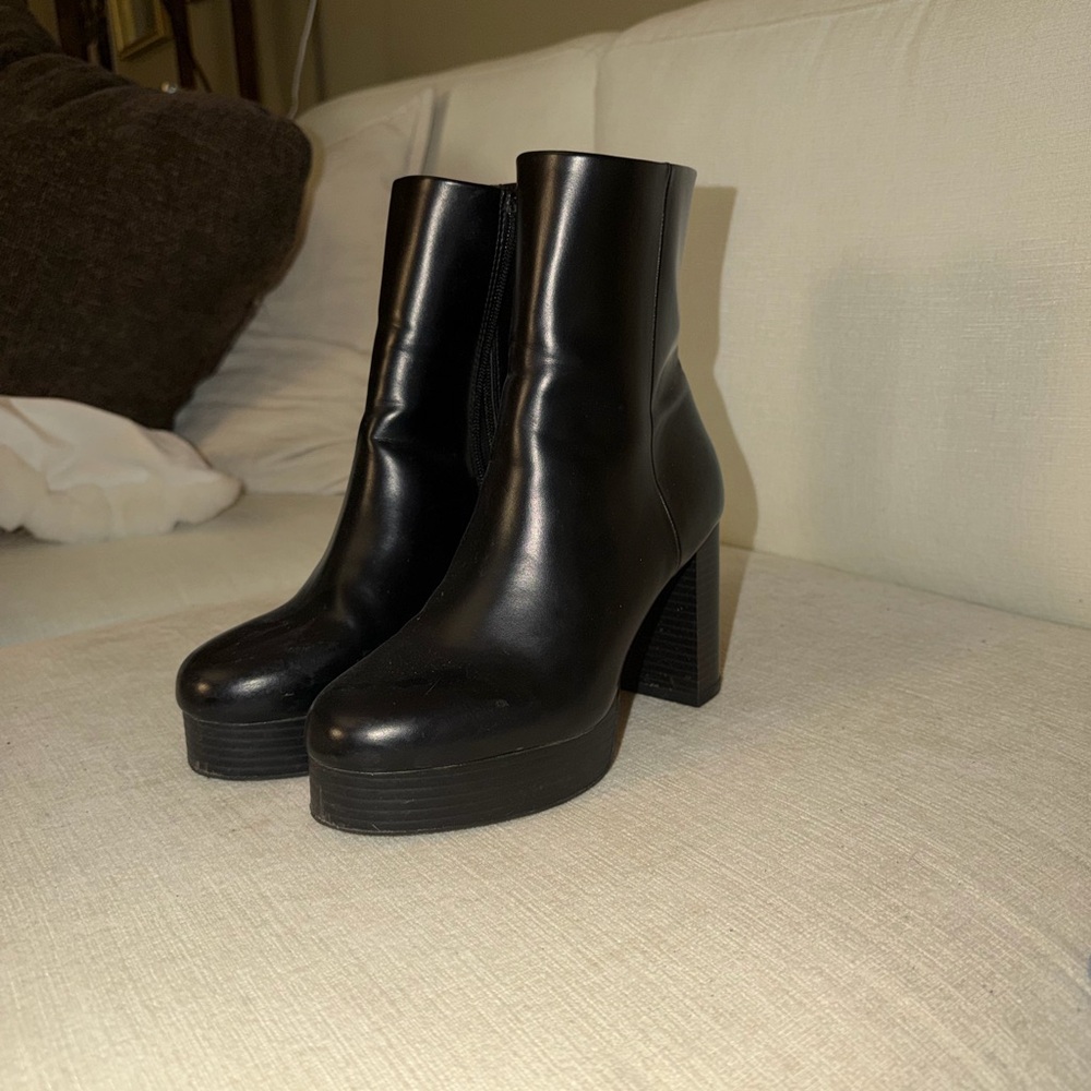 Black Leather Ankle Boots